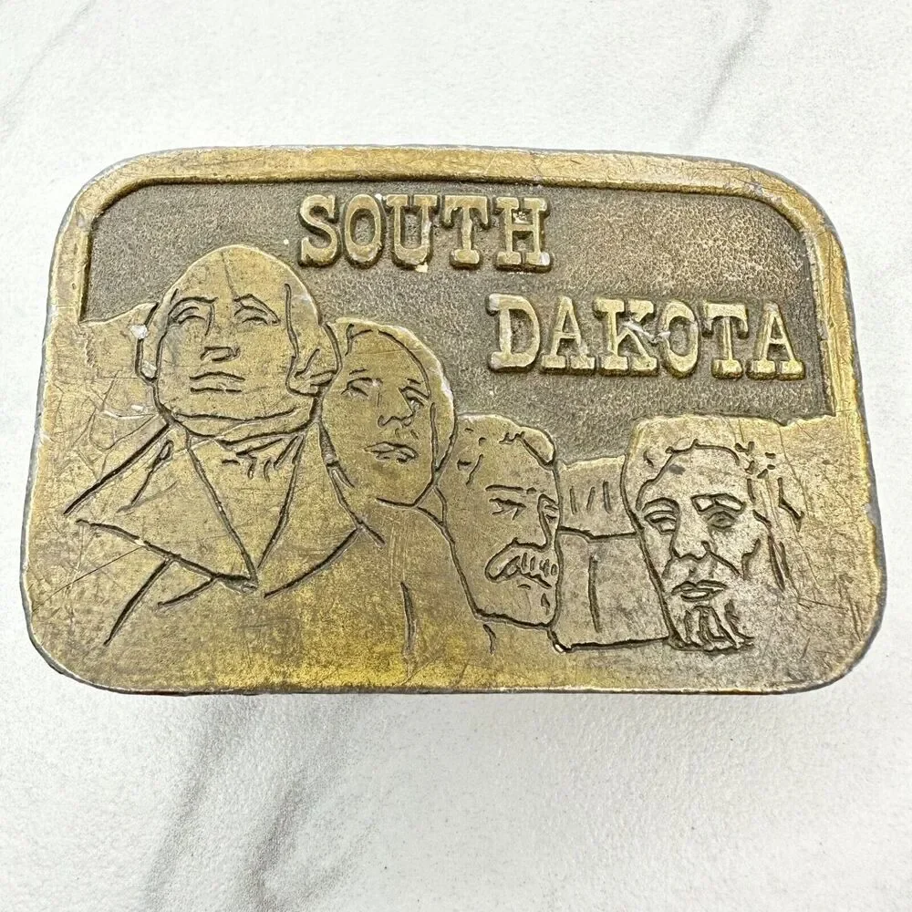 Vintage South Dakota Mount Rushmore Monument Belt Buckle